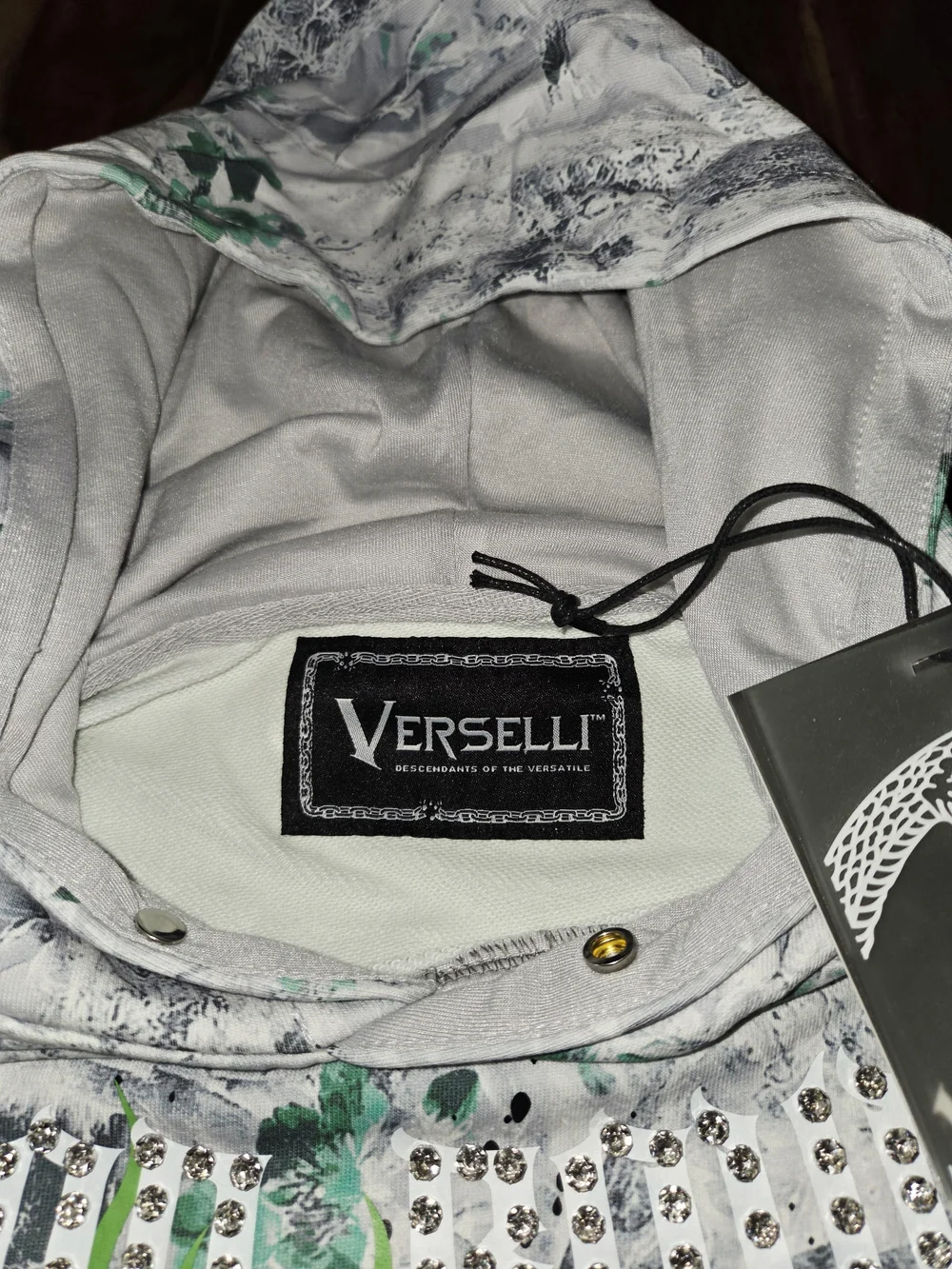 Verselli Men's -Honor Bound- Gray & Green Graphic Pullover Hoodie